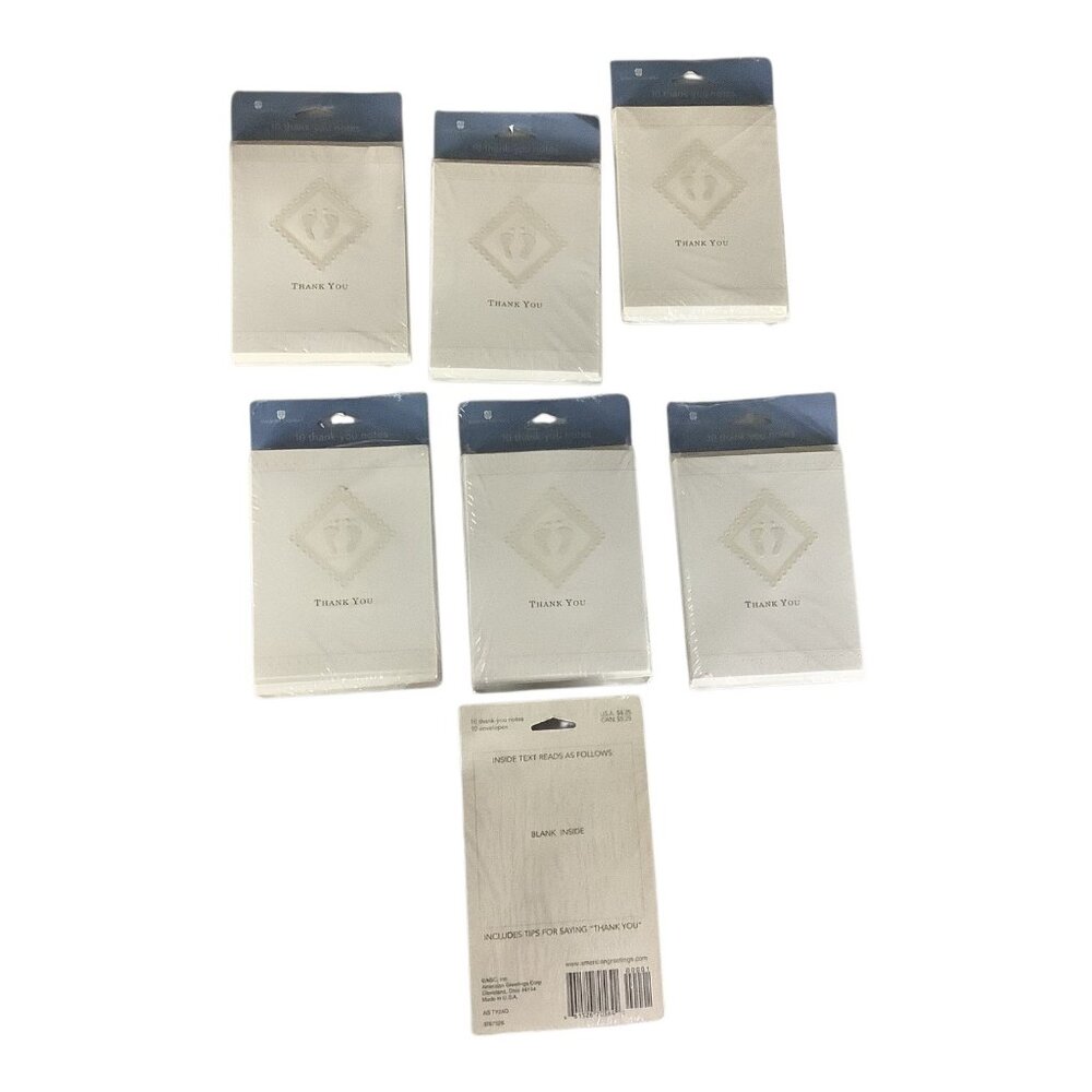 American Greetings Thank You Cards With Envelopes 7 Packs Footprint Design Blank